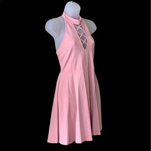 Express Dress Pink With Deep V-Neck Crisscross Cutout New With Tags Size M